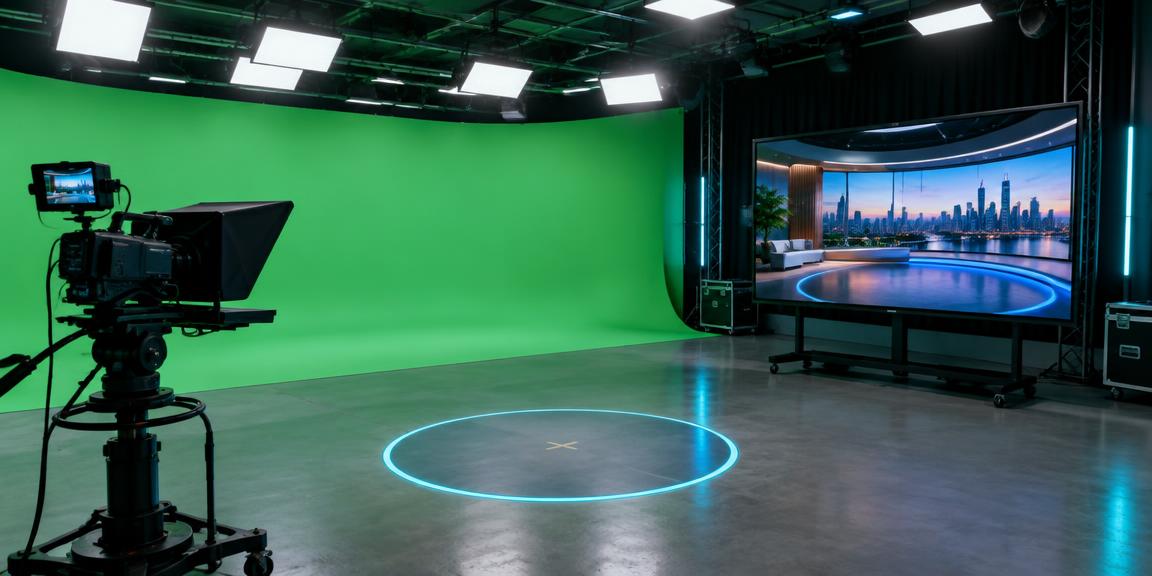 AI-skapat bildförslag på green screen-studio med virtuell scenografi